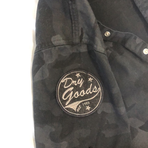 Blue black grey navy camouflage camo buttoned shirt single breast pocket - Picture 4 of 6